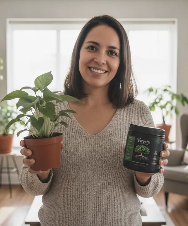 Laura con Viresta en casa